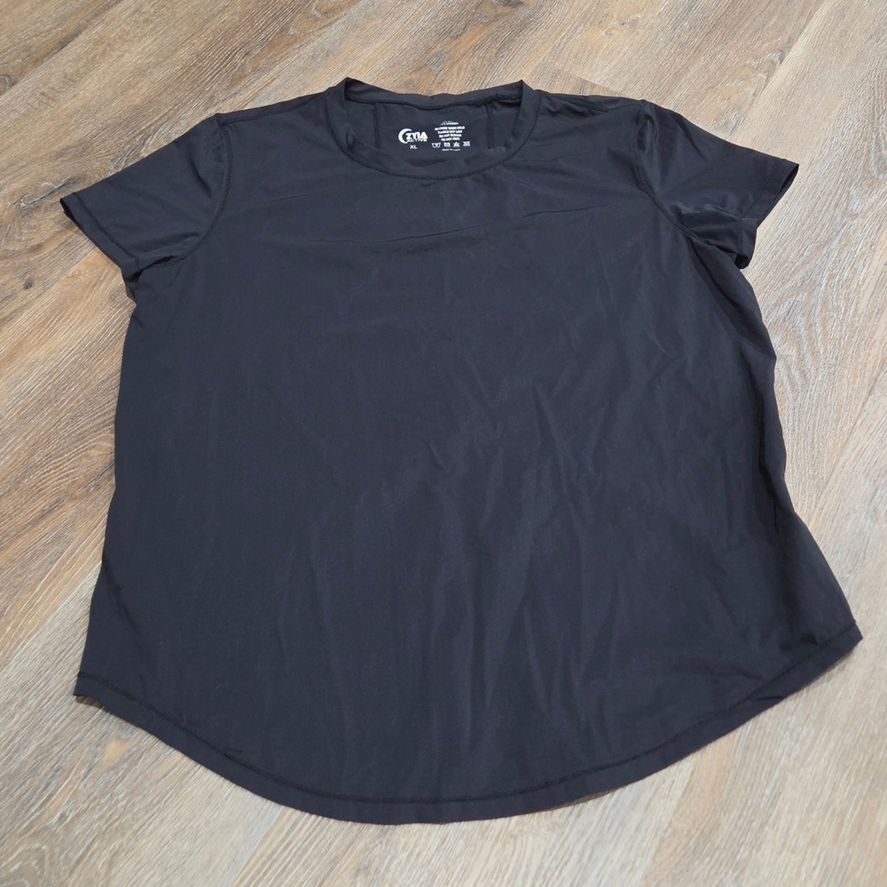 Zyia Active Black Split Back Mesh Short Sleeve Training Top XL